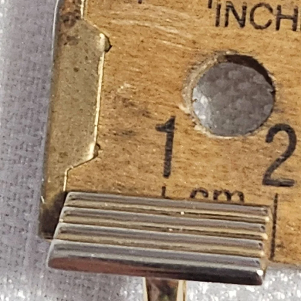 SWANK Vintage Rectangle Cufflinks‎ Gold Tone Navy Blue Stripe Detail Formalwear
